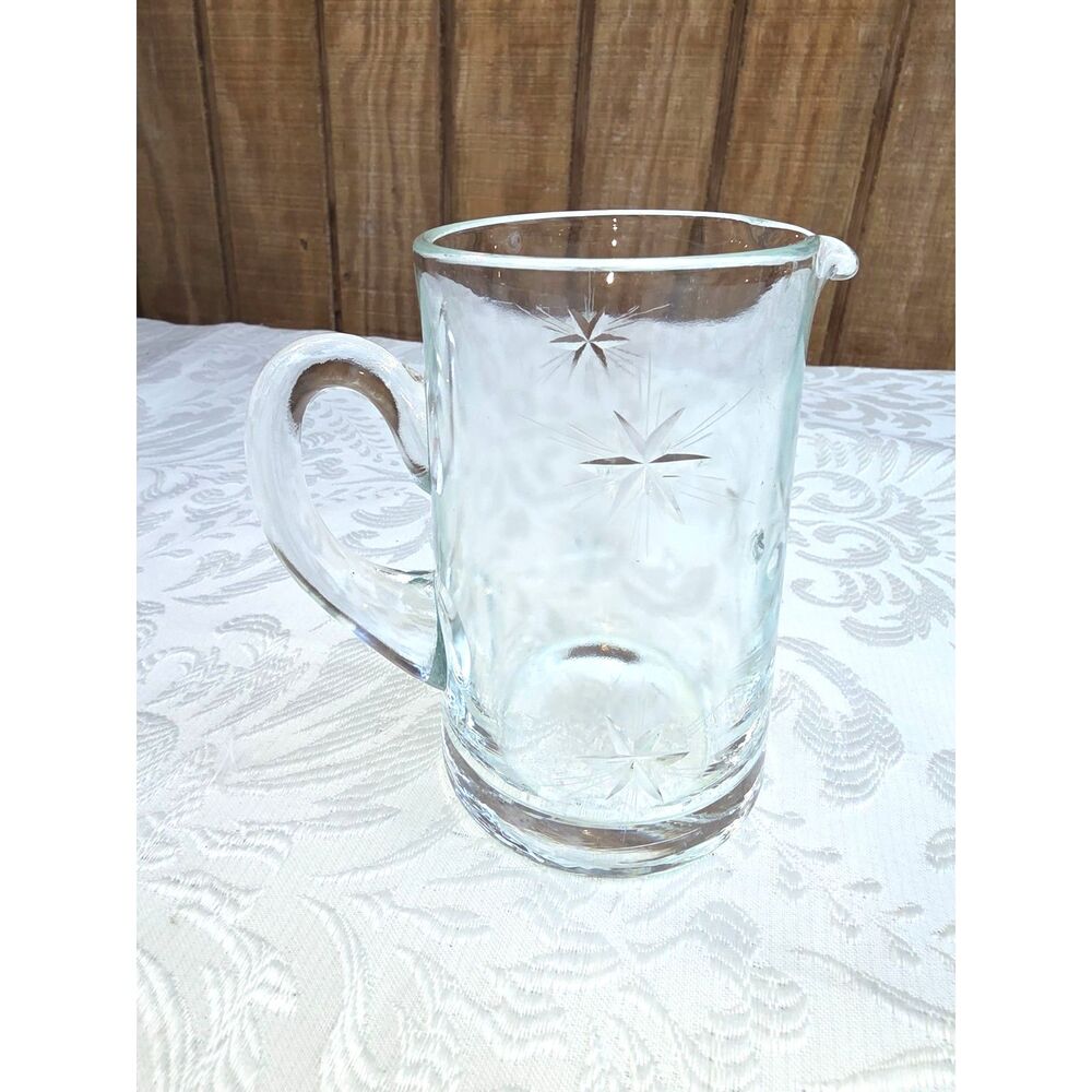 Vintage Fostoria Sunburst Starburst clear glass syrup cream pitcher MCM